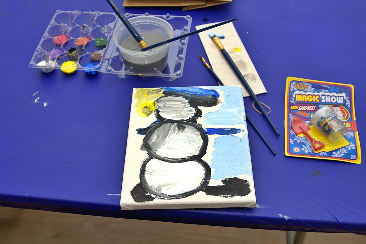 A completed snowman painting