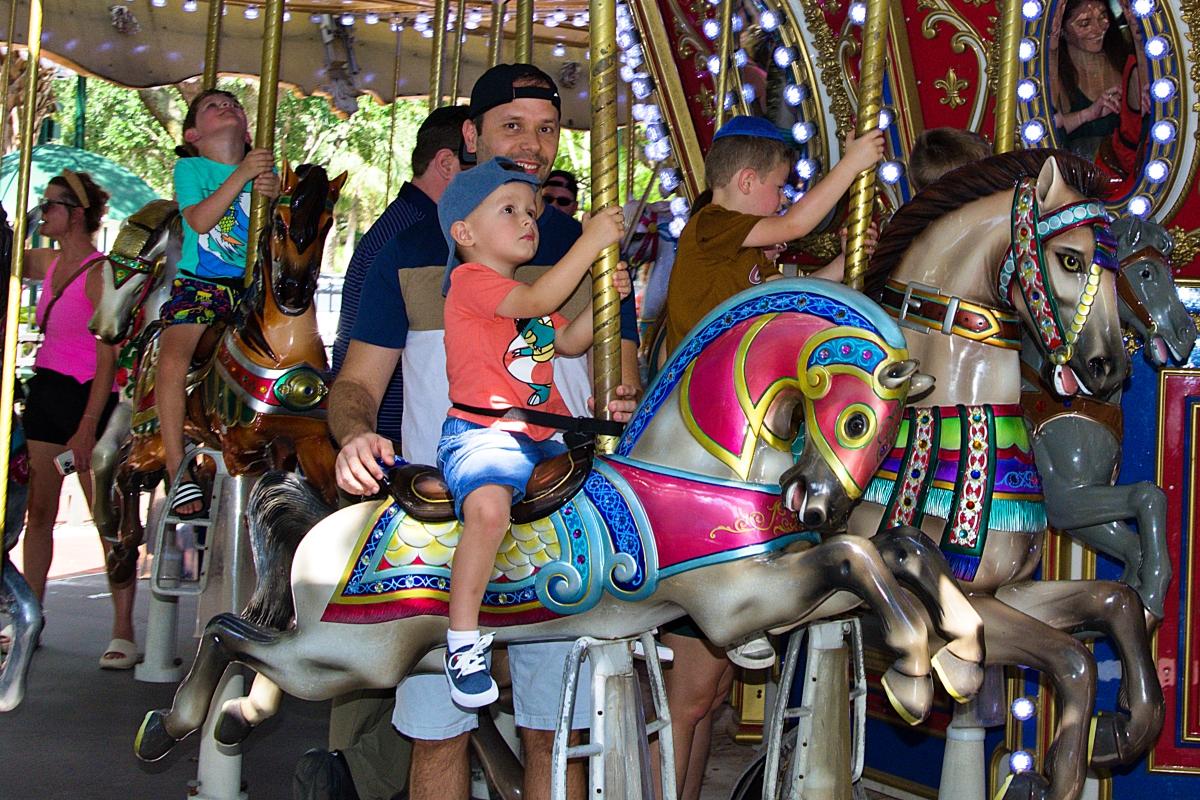 Boy rides carousel