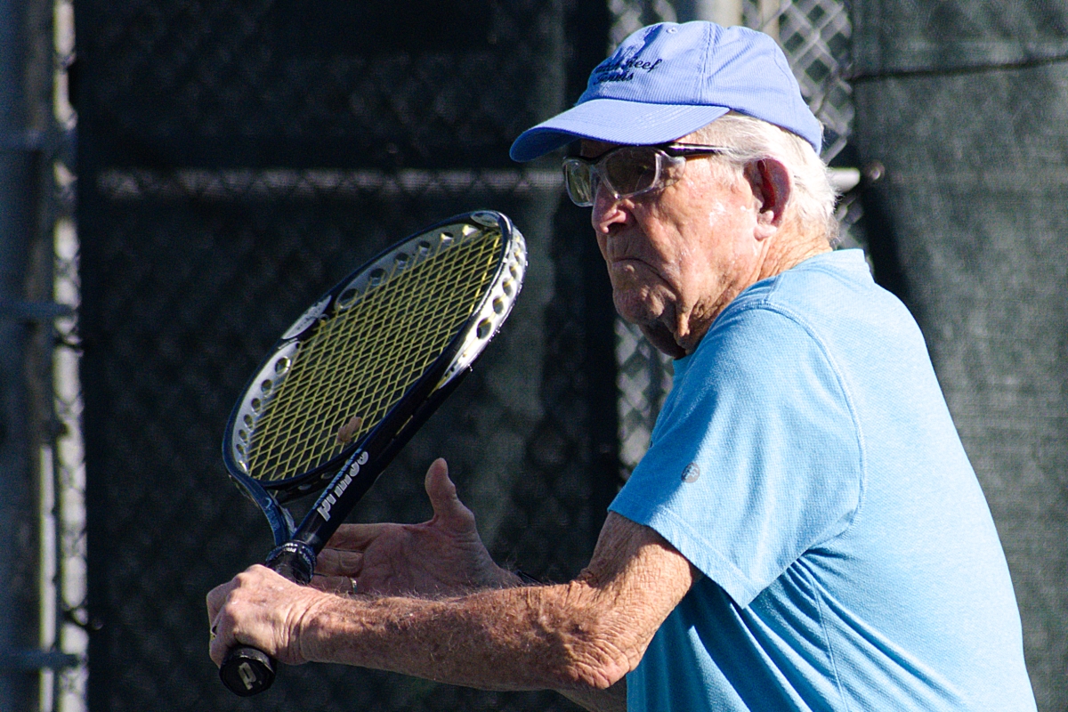 Howie Levinson Prepares to hit a backhand