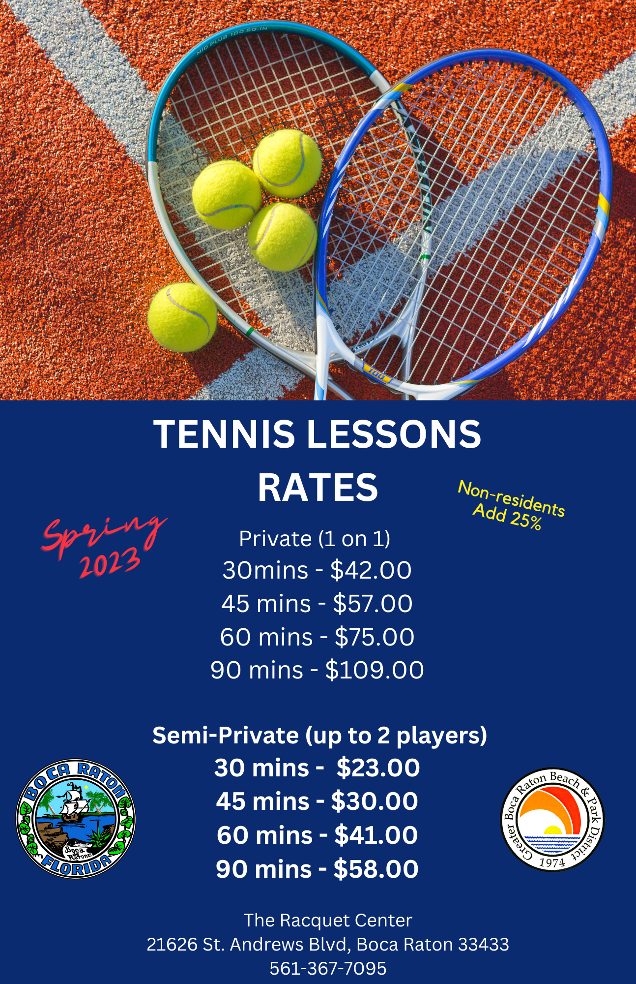 Tennis Lesson Rates