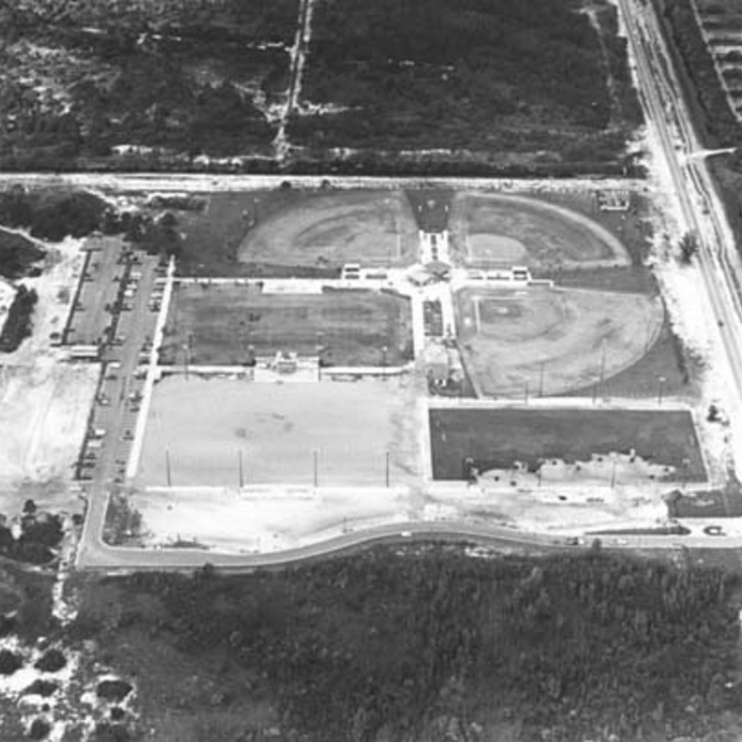 Aerial view of Patch Reef Park construction.